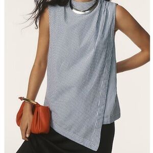 Maeve Black and White Striped Blouse